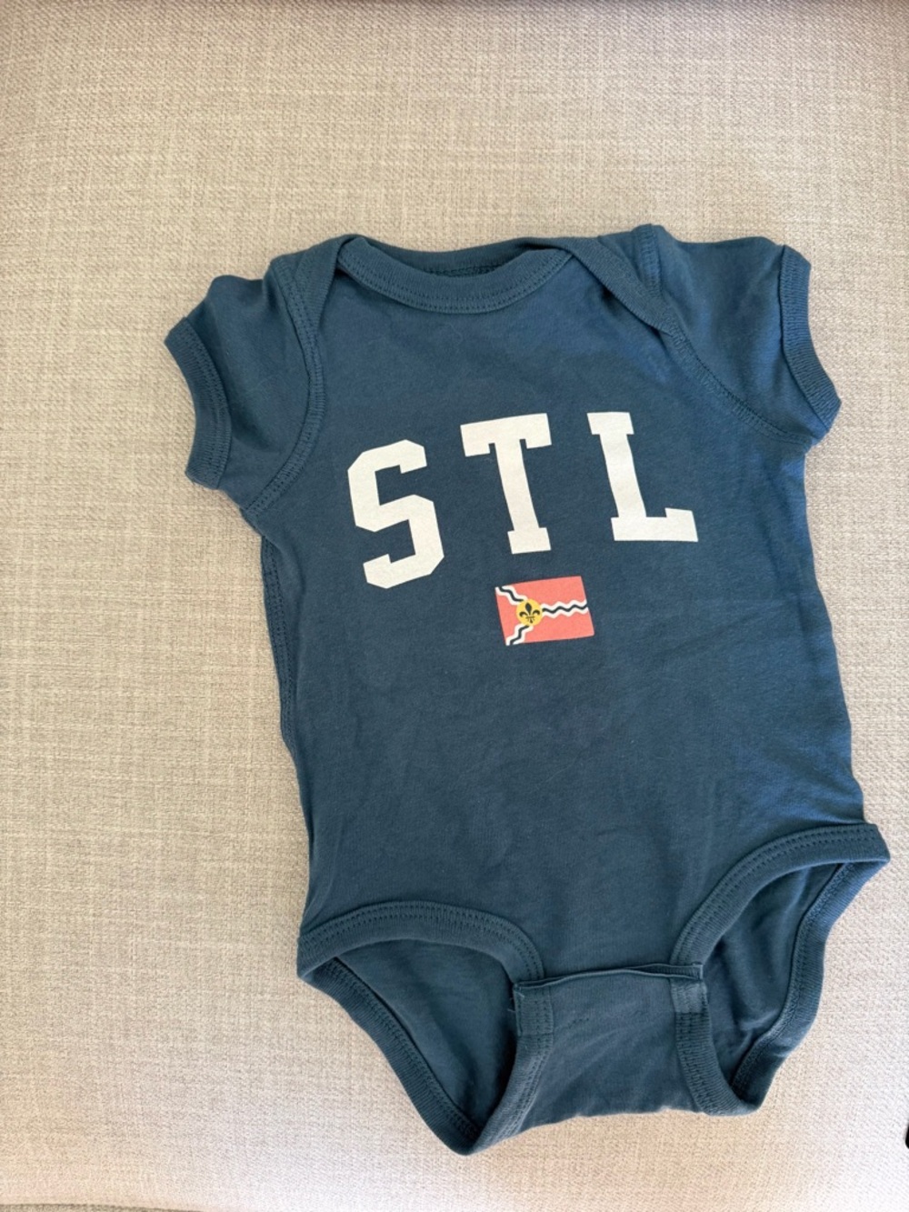 STL Navy Baby Onesie with Flag Graphic size 6mo